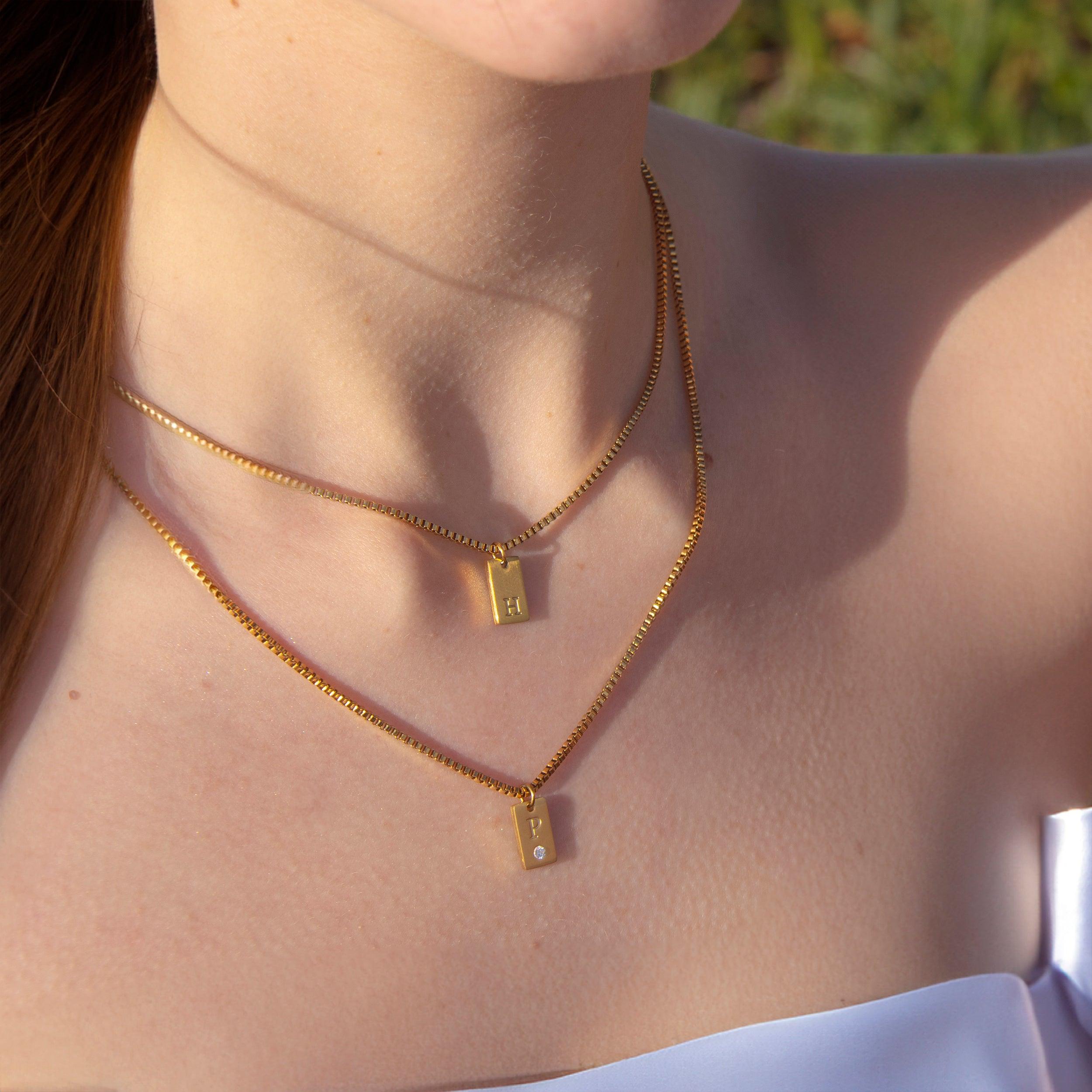 Elegant Initial Charm Layered Necklace