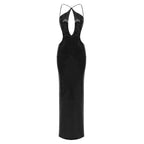 Summer Sexy Nightclub Cutout Halter Backless Sequin Maxi Dress Women Clothing Dress